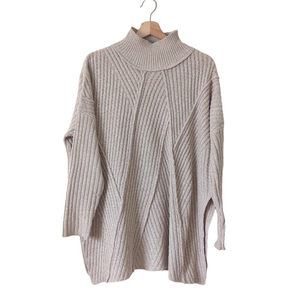Vertigo Women's Sweater Beige Knit Lagenlook Oversize Small Cozy Neutrals‎